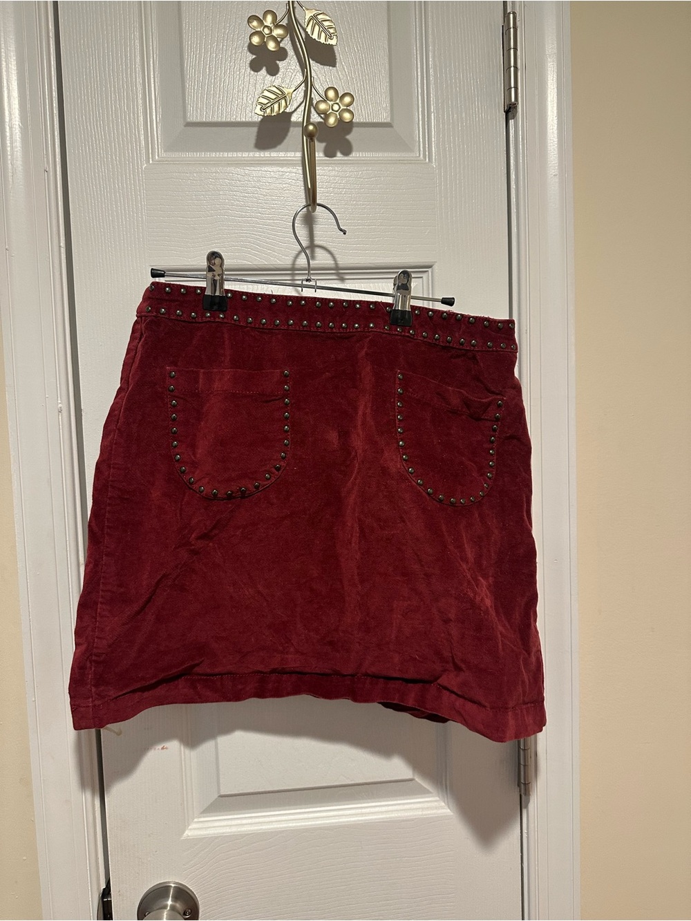 Mossimo Supply Co. Studded Wine Red Corduroy Mini Skirt